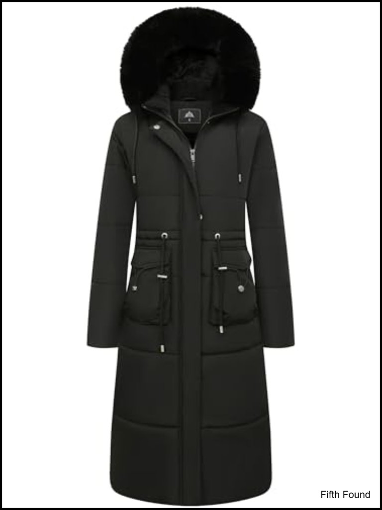 Women's Long Winter Puffer Coat Waterproof Maxi Down Jacket Faux Fur Removable